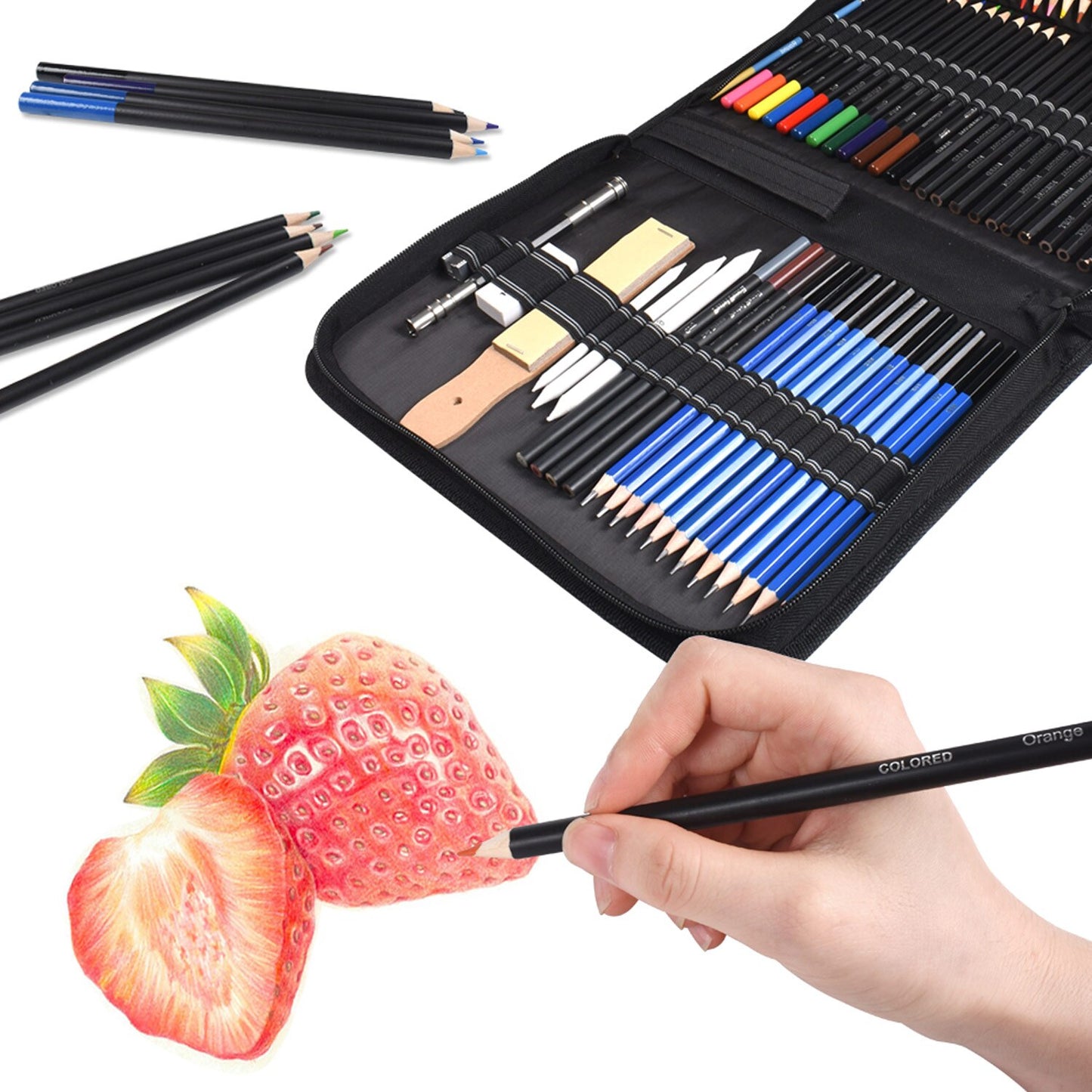 Sketch Drawing Color Pencil Set Charcoal Art Brush Set 72 Piece Painting Set 